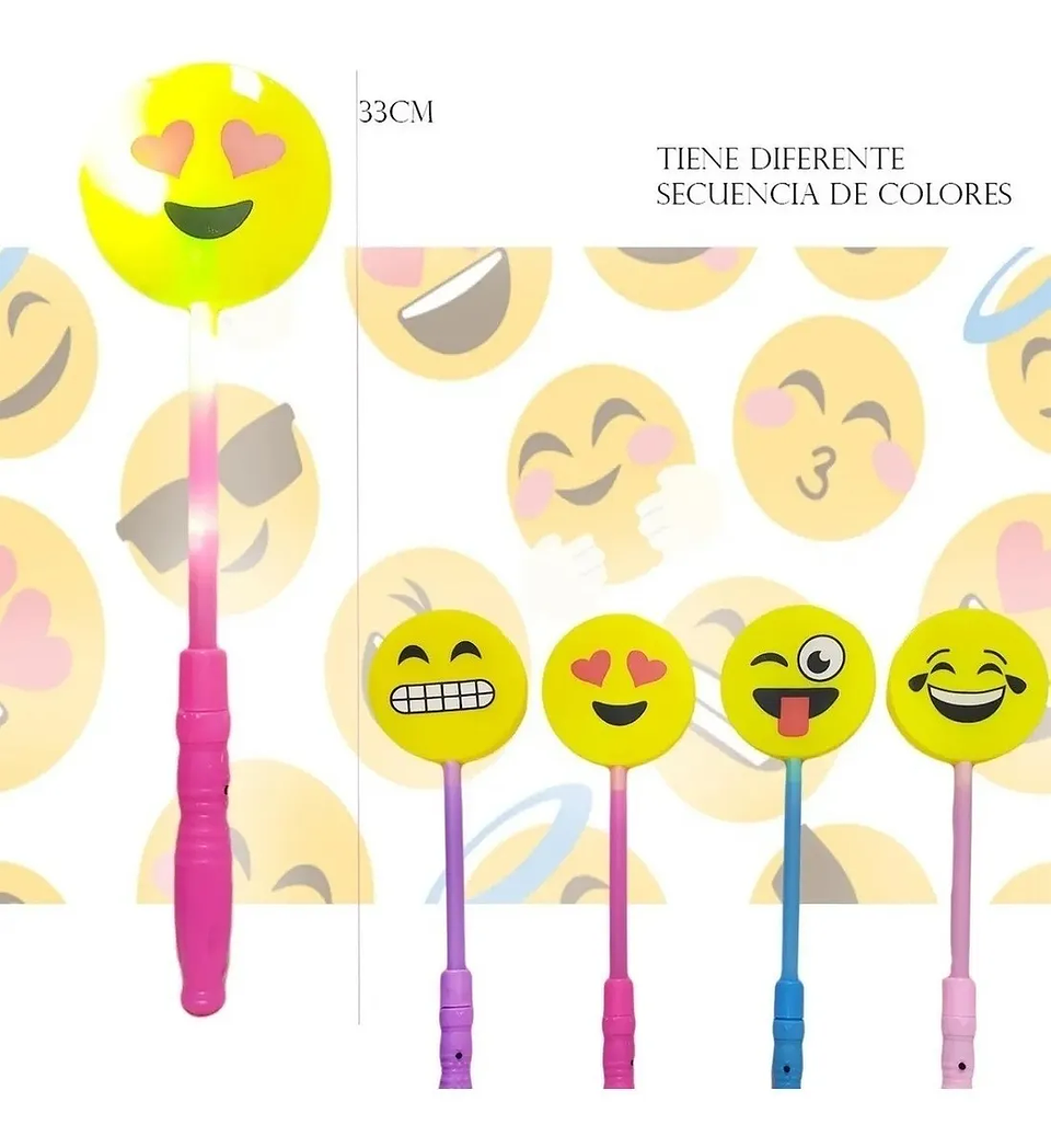 Varita Luces Emoji Juguete Luminoso Niños Niñas Caritas 3