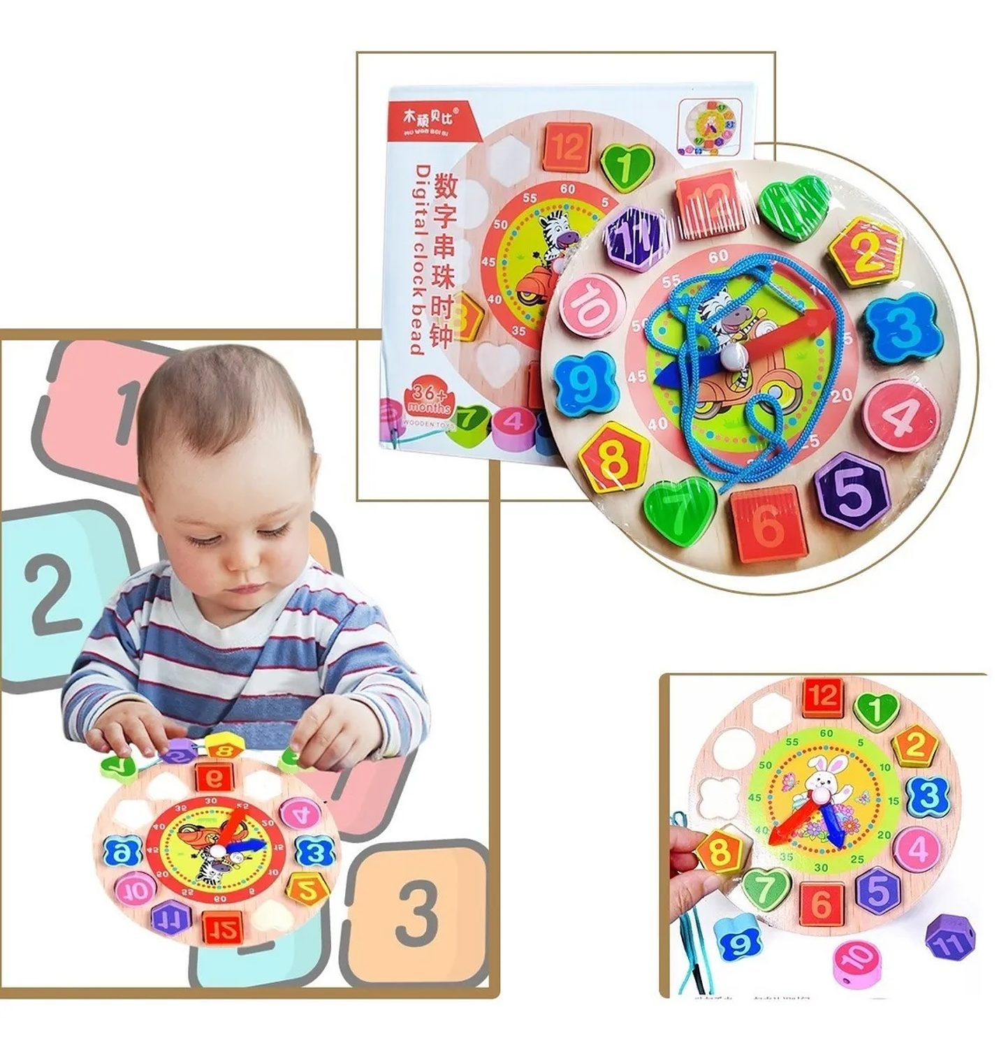 Rompecabezas Reloj Madera Juguete Aprendizaje Didáctico 8