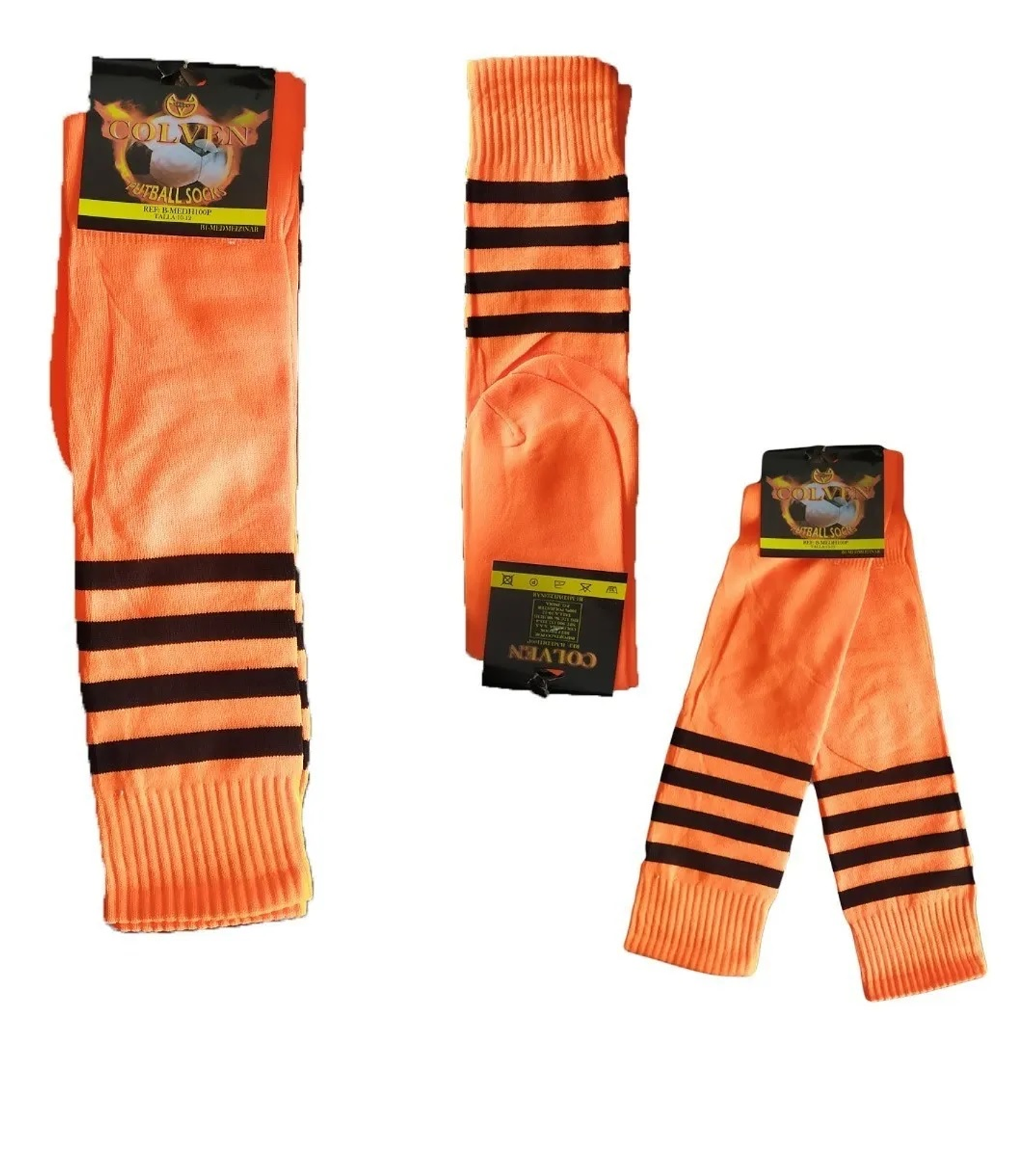Medias Deportivas Naranjas Unisex Fútbol Calcetines Calidad 3