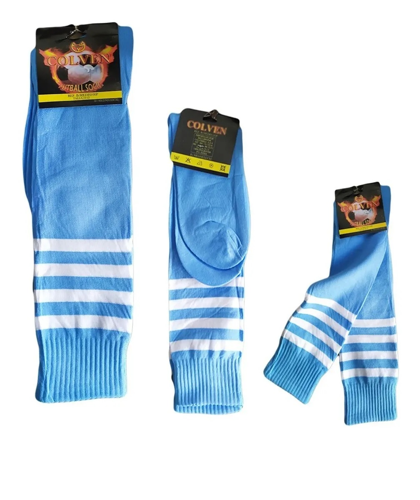 Medias Deportivas Celeste Unisex Fútbol Calcetines Calidad 3