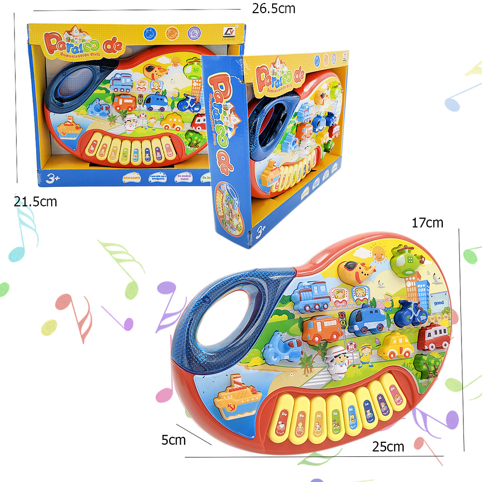 Piano bebes transportes luces y sonidos 3