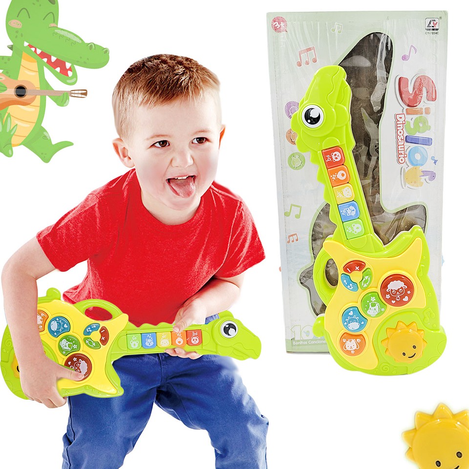 Guitarra Bebé Dinosaurio Juguete Música Didáctico Niños  2