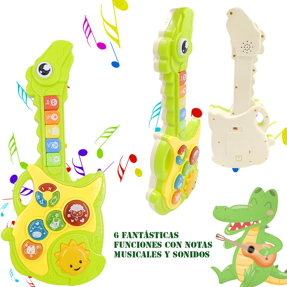 Guitarra Bebé Dinosaurio Juguete Música Didáctico Niños  3