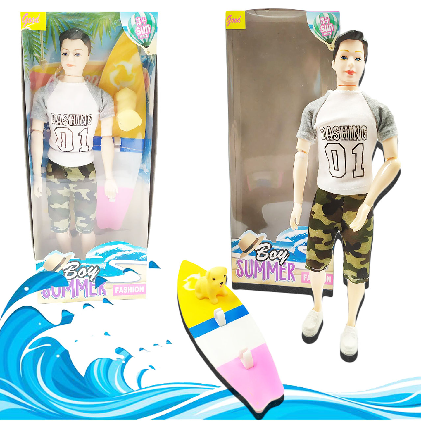Muñeco Surfista Boy Sumer Mascota Juguete Articulado Infantil 2