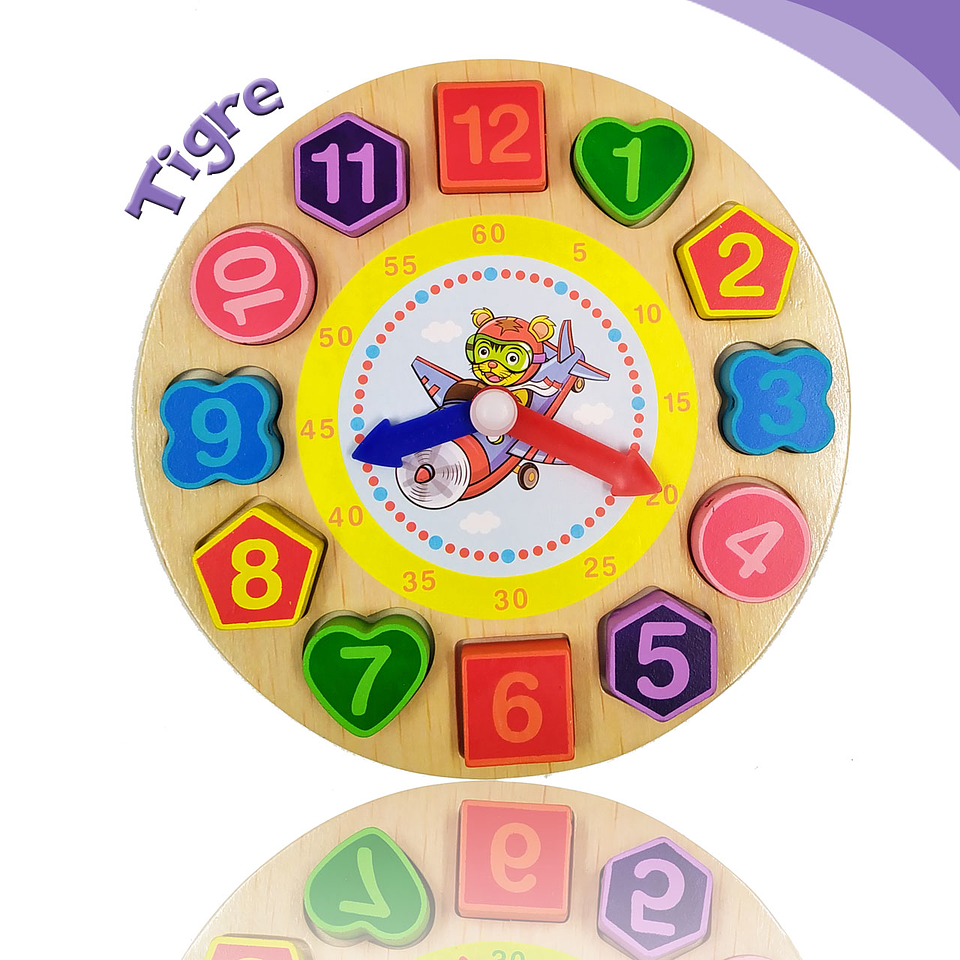 Rompecabezas Reloj Madera Juguete Aprendizaje Didáctico 3