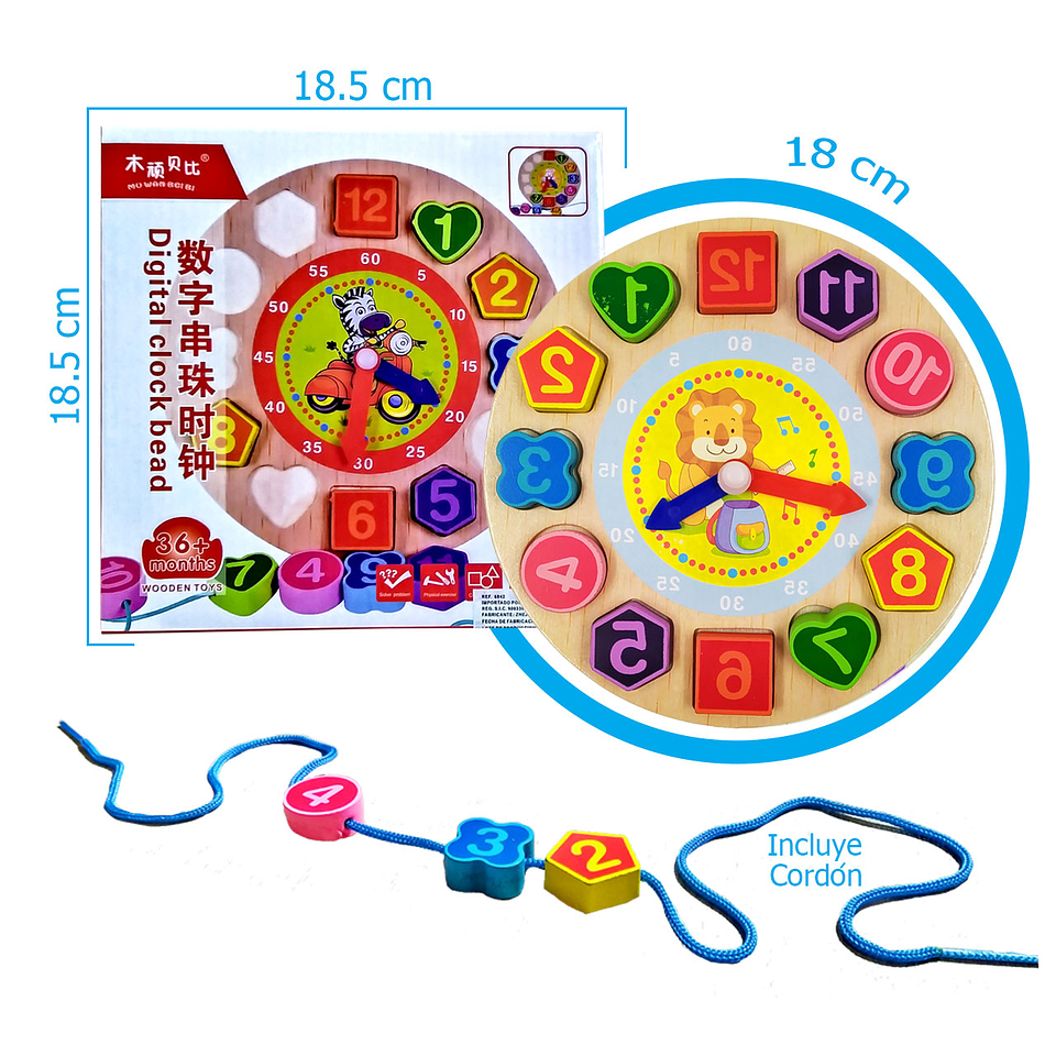 Rompecabezas Reloj Madera Juguete Aprendizaje Didáctico 6