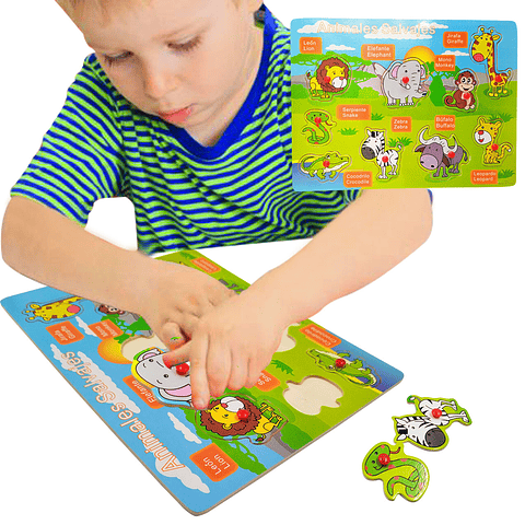 Rompecabezas Animales salvajes Aprendizaje Juguetes Juguetería Didáctico