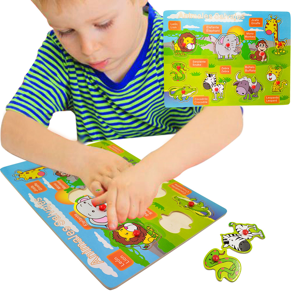 Rompecabezas Animales salvajes Aprendizaje Juguetes Juguetería Didáctico 1