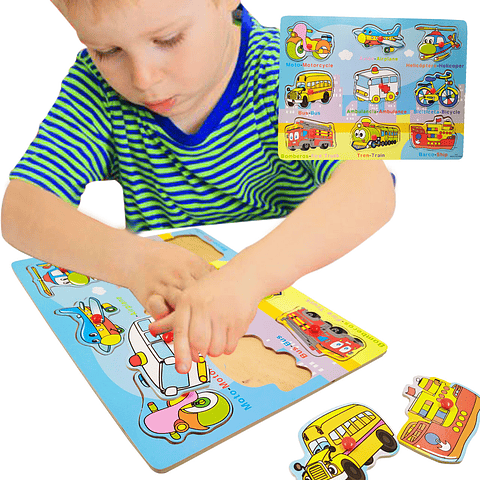 Rompecabezas Transportes 2 Madera Juguetes Didáctico Jugueteria