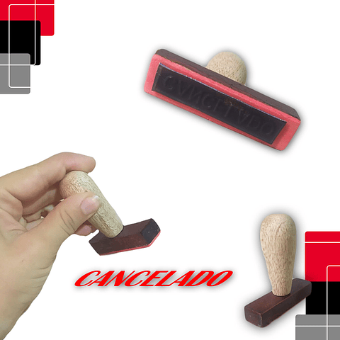 Sello Cancelado Oficina Papelería Madera pub