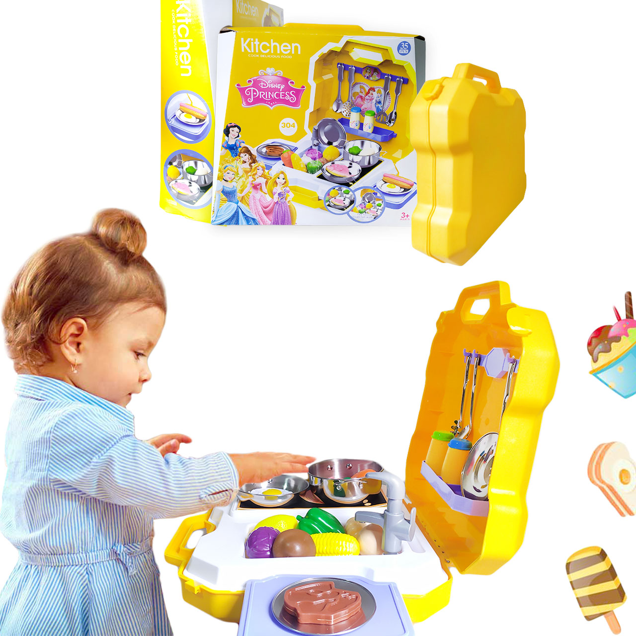 Cocina Princesas Juguete Infantil Cocinita Maleta Niñas Orig