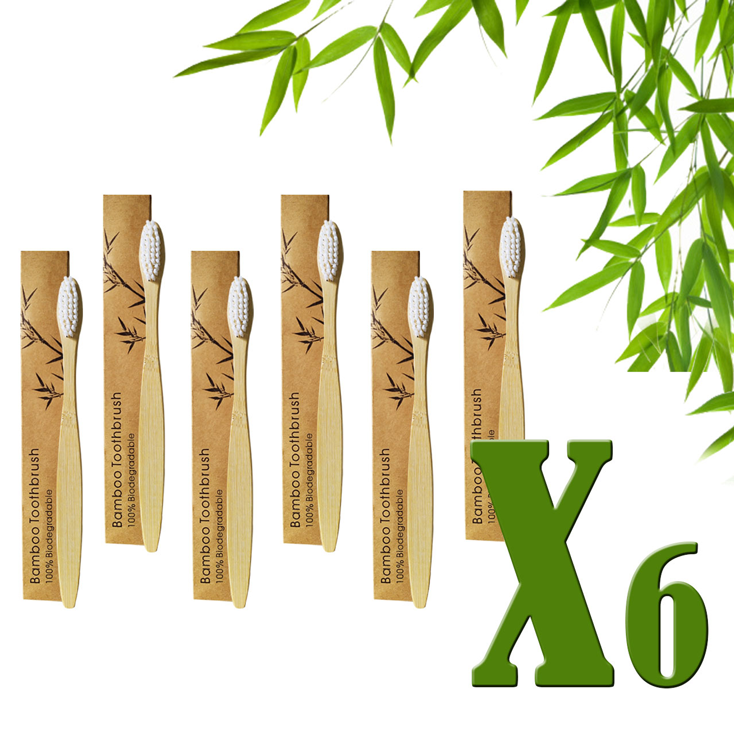 Cepillos Dientes Bamboo X6 Biodegradable Higiene Oral  2