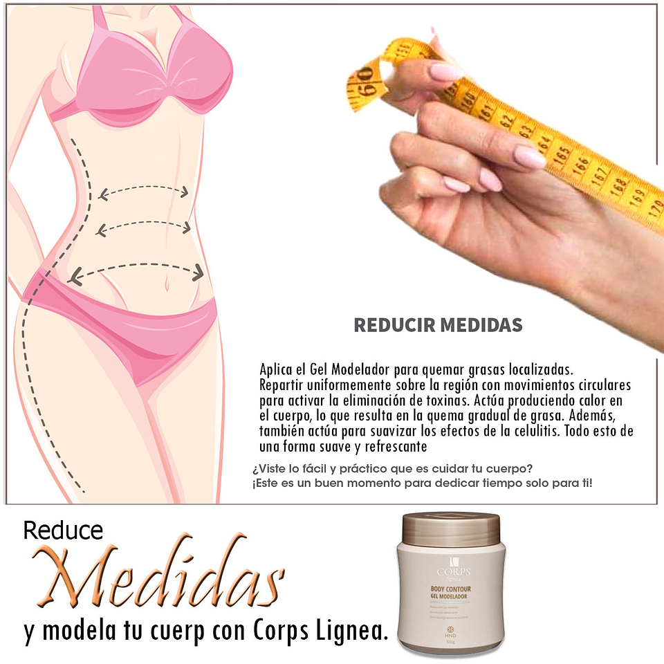 Gel HND Body Contour Gel Modelador Reductor Grasa Mujeres Hinode 2