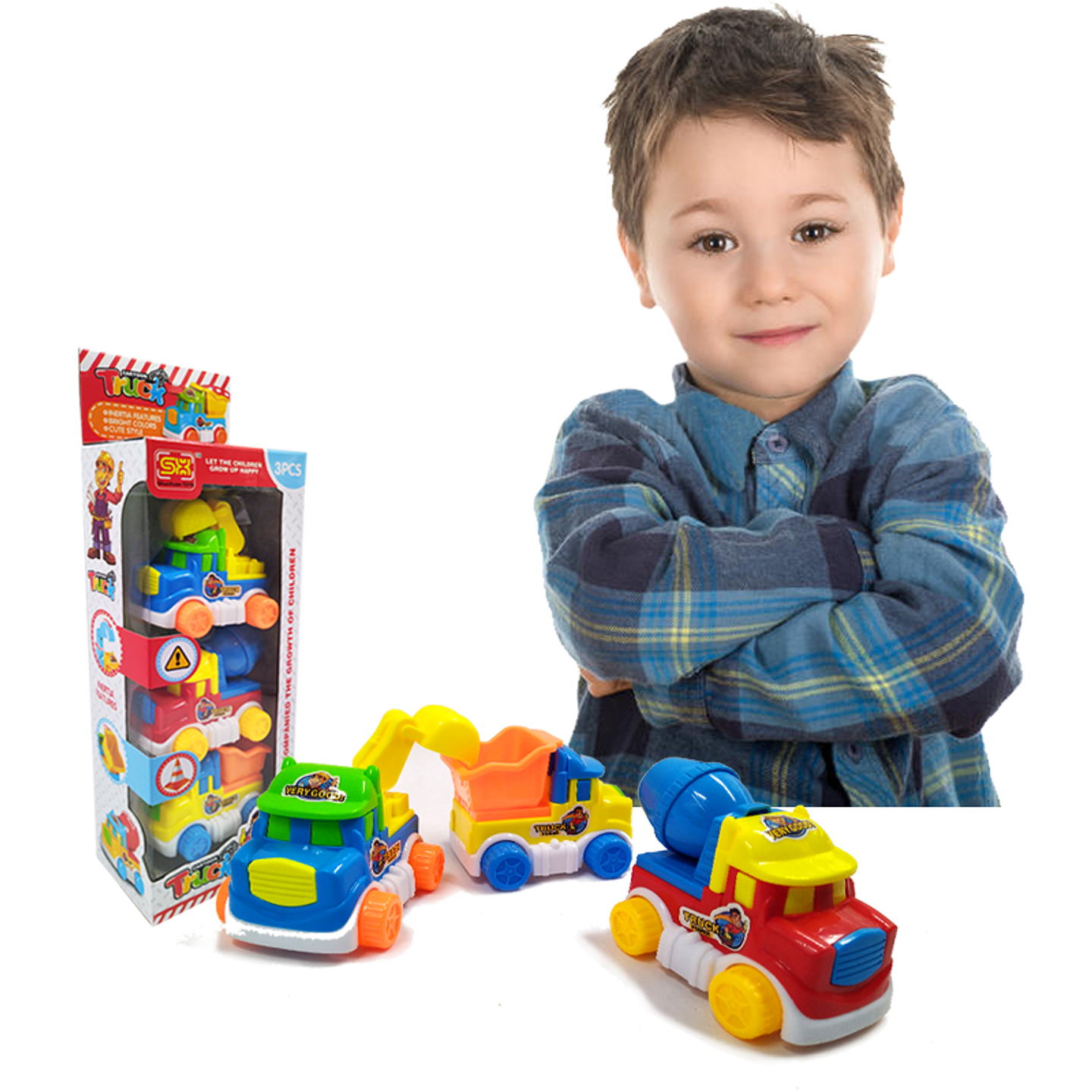 Carros Construcción set x3 Juguete Didáctico Niños Vehículos Truck 1