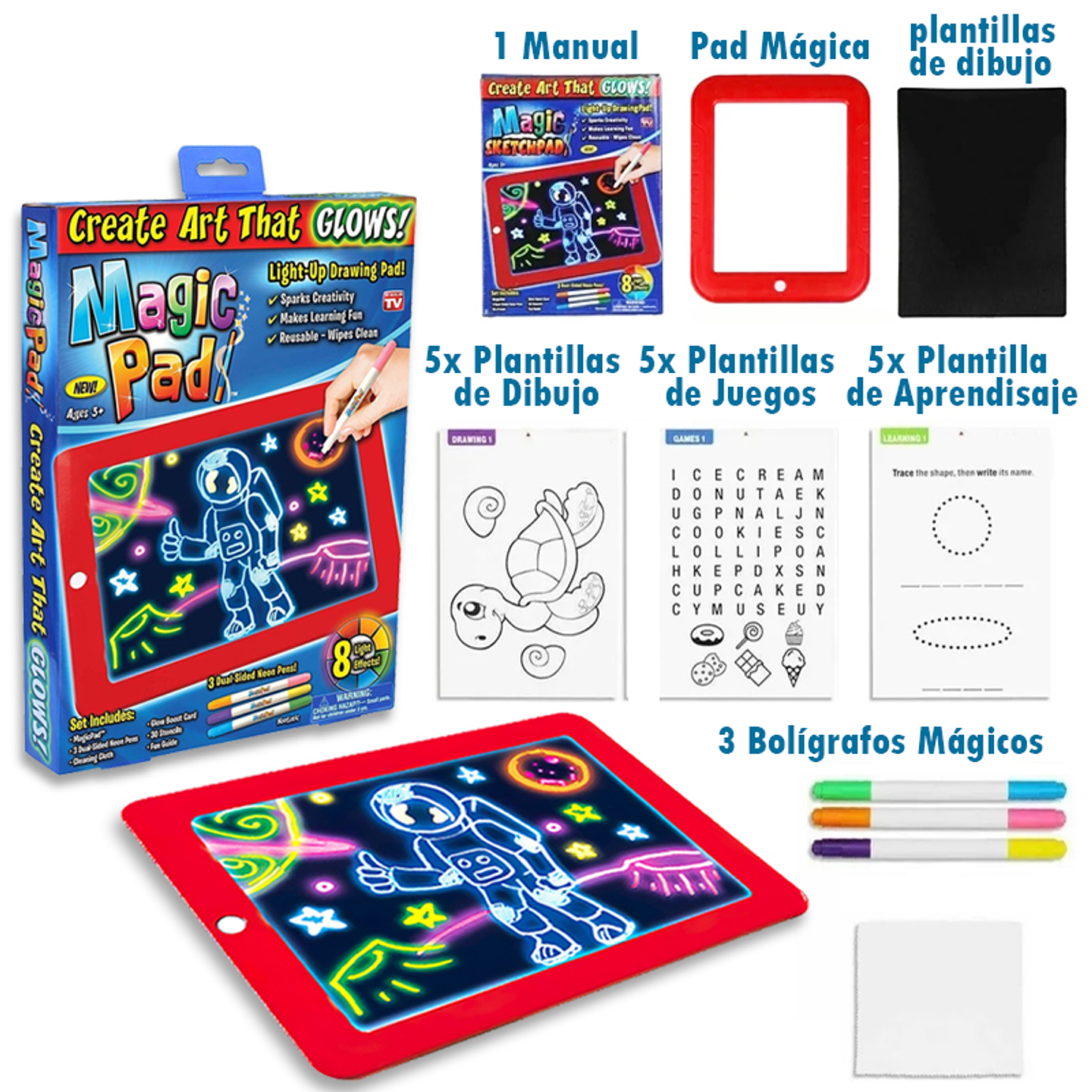 Tableta Mágica Roja Magic Pad Dibujo Juguete Didáctico 3