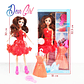 Muñeca Articulada Vestido Rojo Dear Girl Juguete Niñas - Miniatura 3