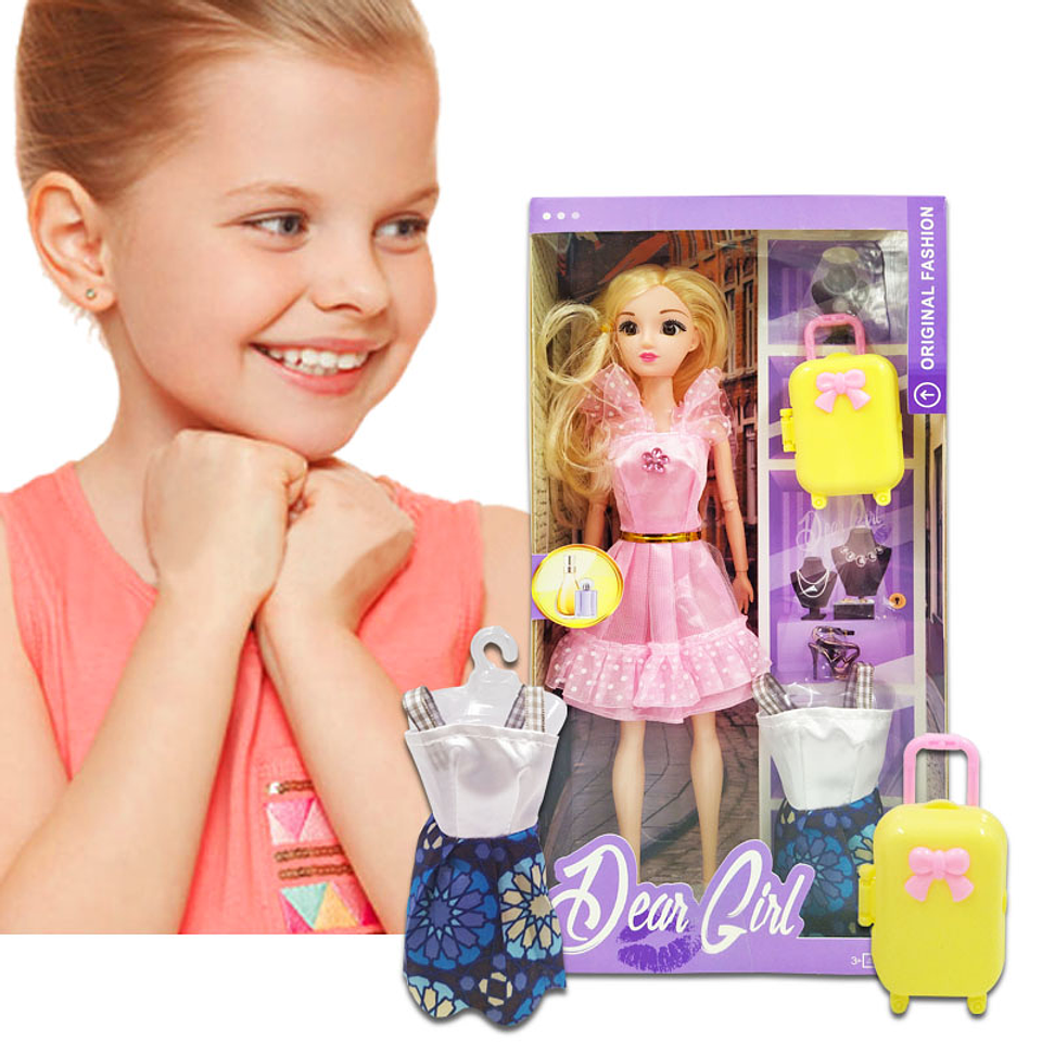 Muñeca Articulada Vestido Rosa Dear Girl Juguete Niñas 1