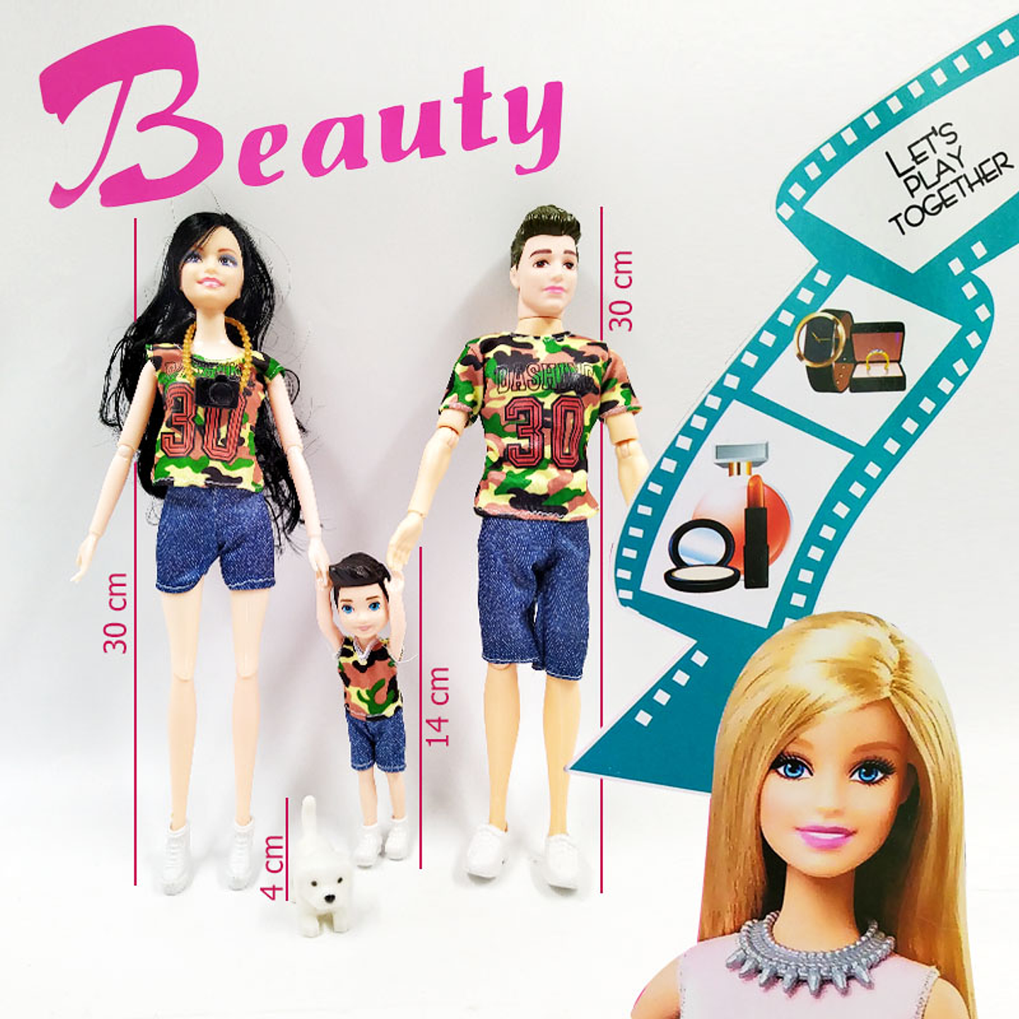 Muñeca muñeco Beauty Familia Moda Militar Articulada Juguete 4