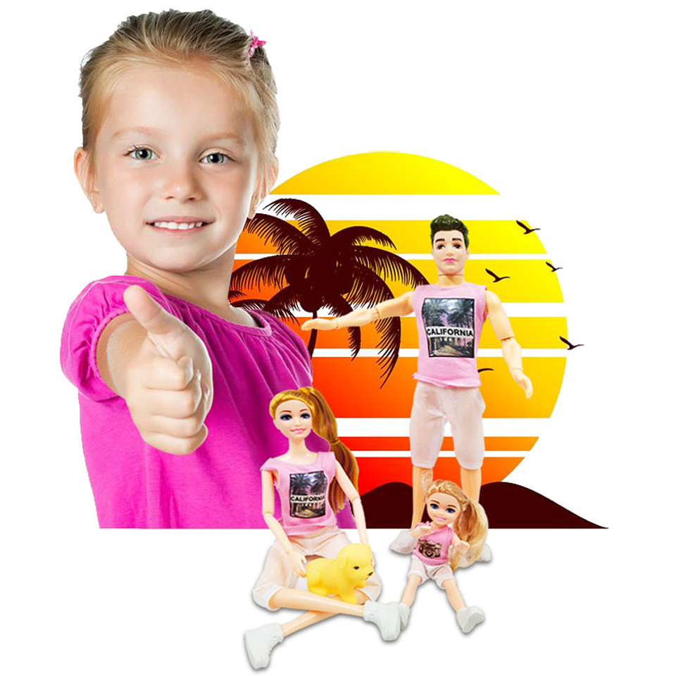 Muñeca muñeco Beauty California Familia Articulada Juguete 5