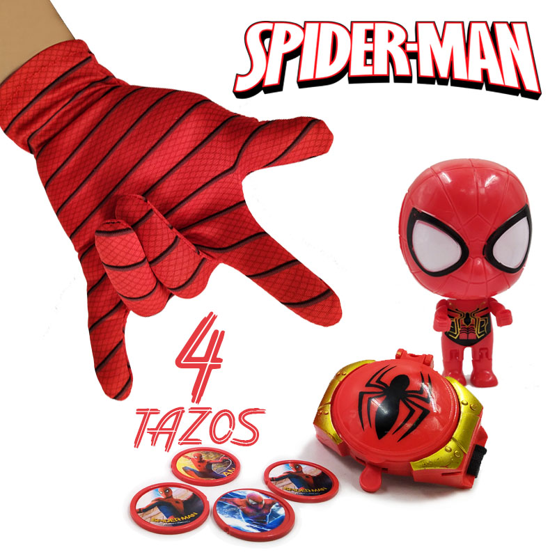 Spiderman Guante Reloj Lanza Tazos Juguete Super héroes