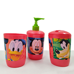 Set De Baño Mickey Mouse  Infantil Hogar Decoración Niños Vasos