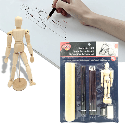 Lápices Bosquejo Set Papelería Dibujo Técnico Artístico Maniquí 
