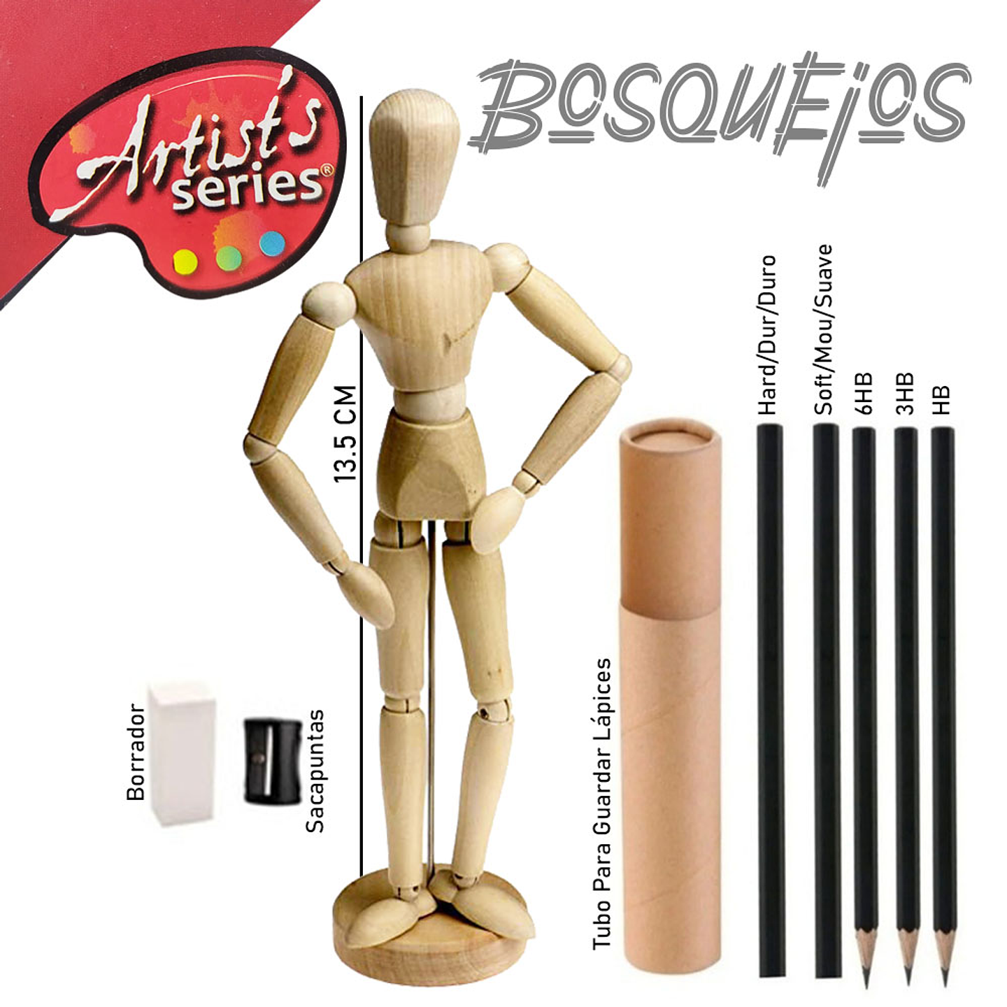 Lápices Bosquejo Set Papelería Dibujo Técnico Artístico Maniquí  2