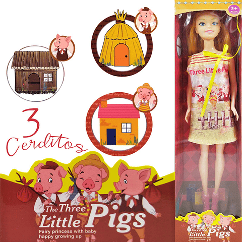 Muñeca cuentos infantiles Tres Cerditos Juguete Niñas
