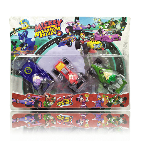 Carros Mickey Mouse Juguete Set x3 Vehículos Niños Niñas 