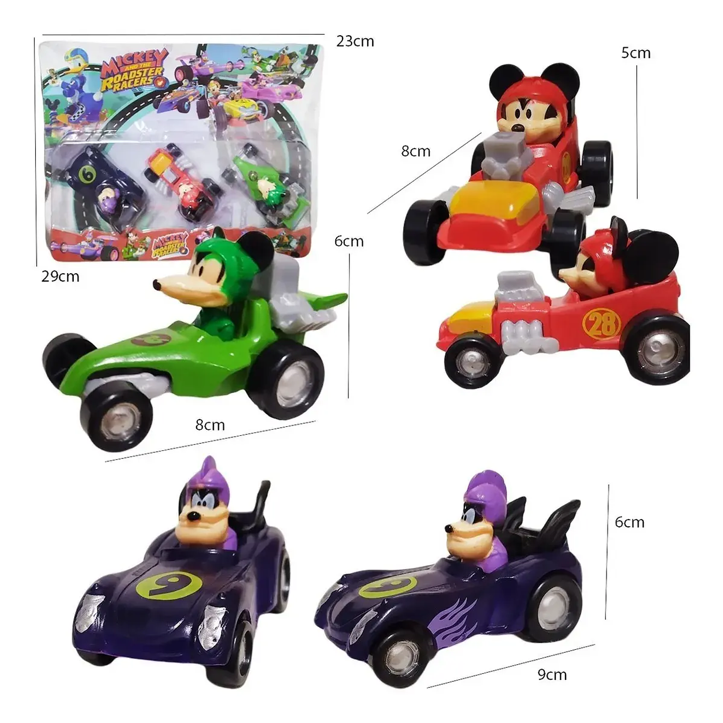 Carros Mickey Mouse Juguete Set x3 Vehículos Niños Niñas  3