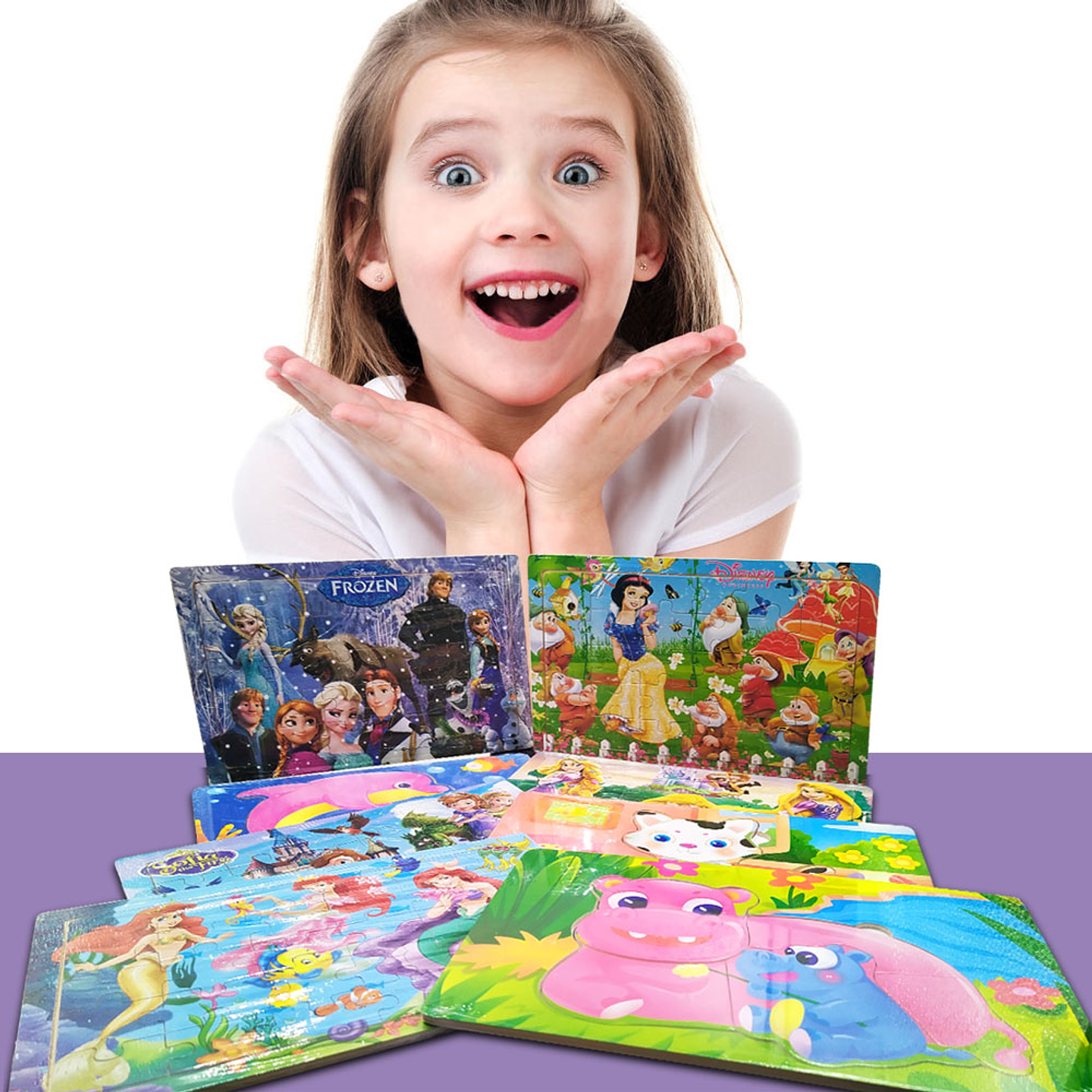 Rompecabezas MDF set x8 Personajes cómic Didácticos Juguetería Niñas 1