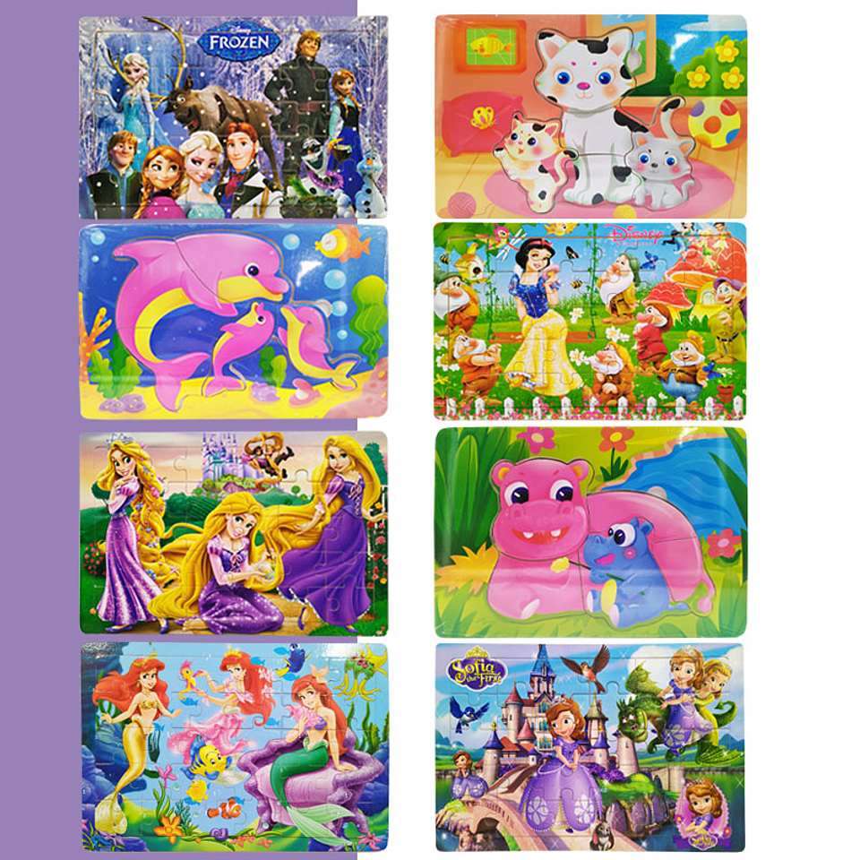 Rompecabezas MDF set x8 Personajes cómic Didácticos Juguetería Niñas 3