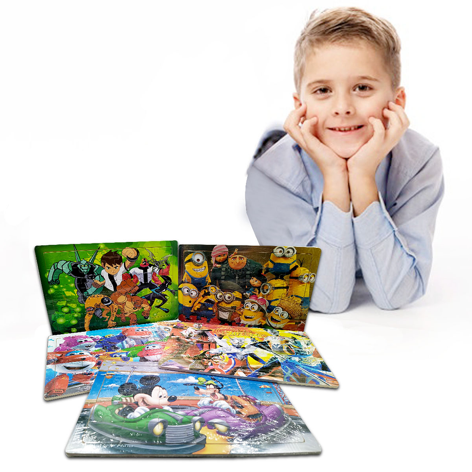 Rompecabezas MDF SET X5 Personajes Juguete Infantil Niños 1