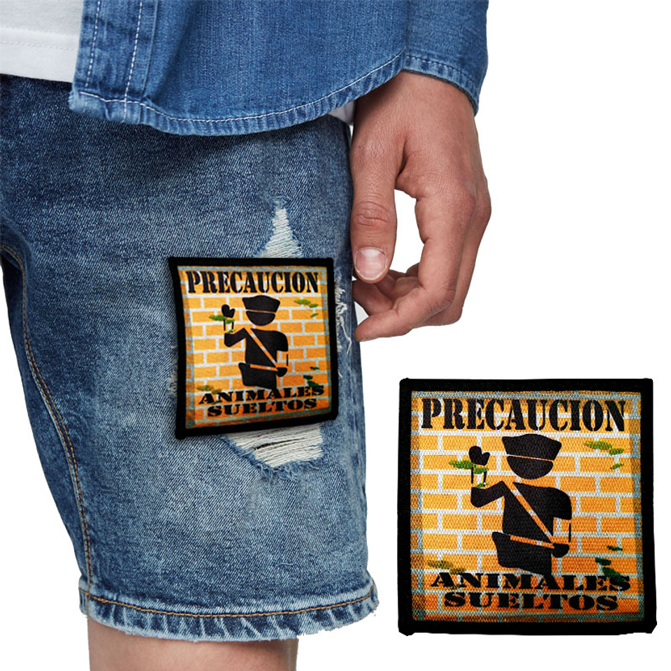 Parches Precaucion Bordado 8cm Accesorio Prendas 1