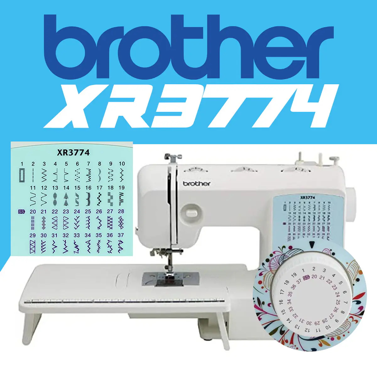 MAQUINA COSER BROTHER XR3774 CONFECCION TEXTIL COSTURA