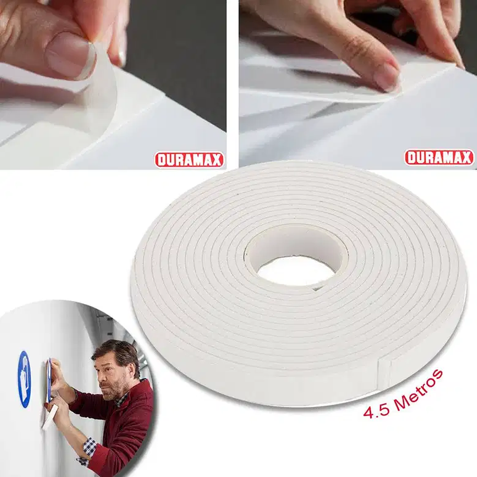CINTA ADHESIVA DOBLE CARA PARA MONTAJE HOGAR OFICINA DURAMAX 2