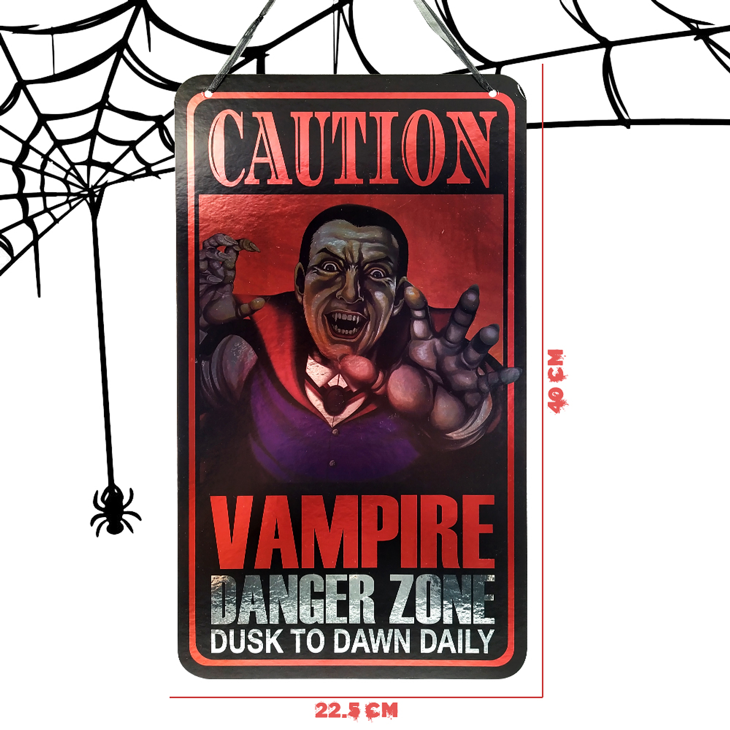 LETRERO DRACULA CAUTION HALLOWEEN DECORACION 3