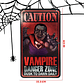 LETRERO DRACULA CAUTION HALLOWEEN DECORACION - Miniatura 3