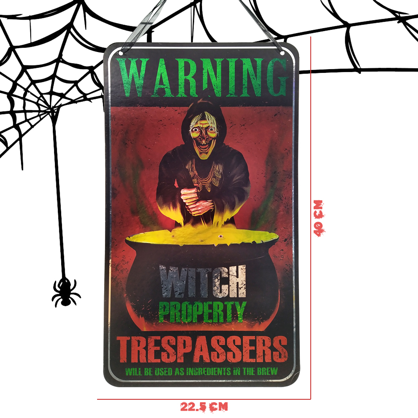 LETRERO BRUJA WARNING HALLOWEEN DECORACION 3