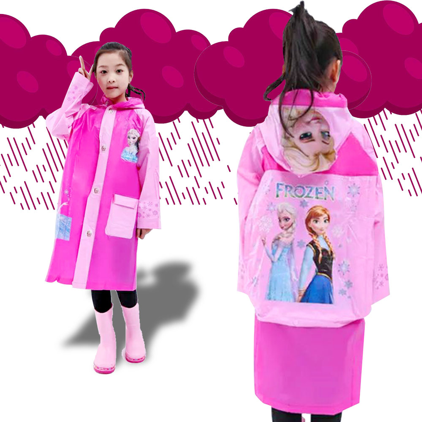 FROZEN CARPAS IMPERMEABLES LLUVIA ROPA INVIERNO JUGUETERIA NIÑAS 1