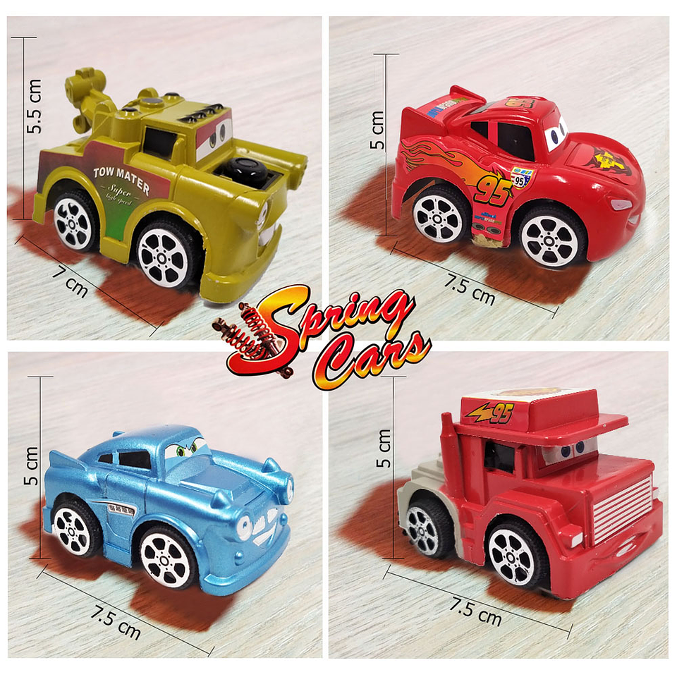 Cars Carros Juguetes Impulso Set X4 Niños Colección Juguetería 3