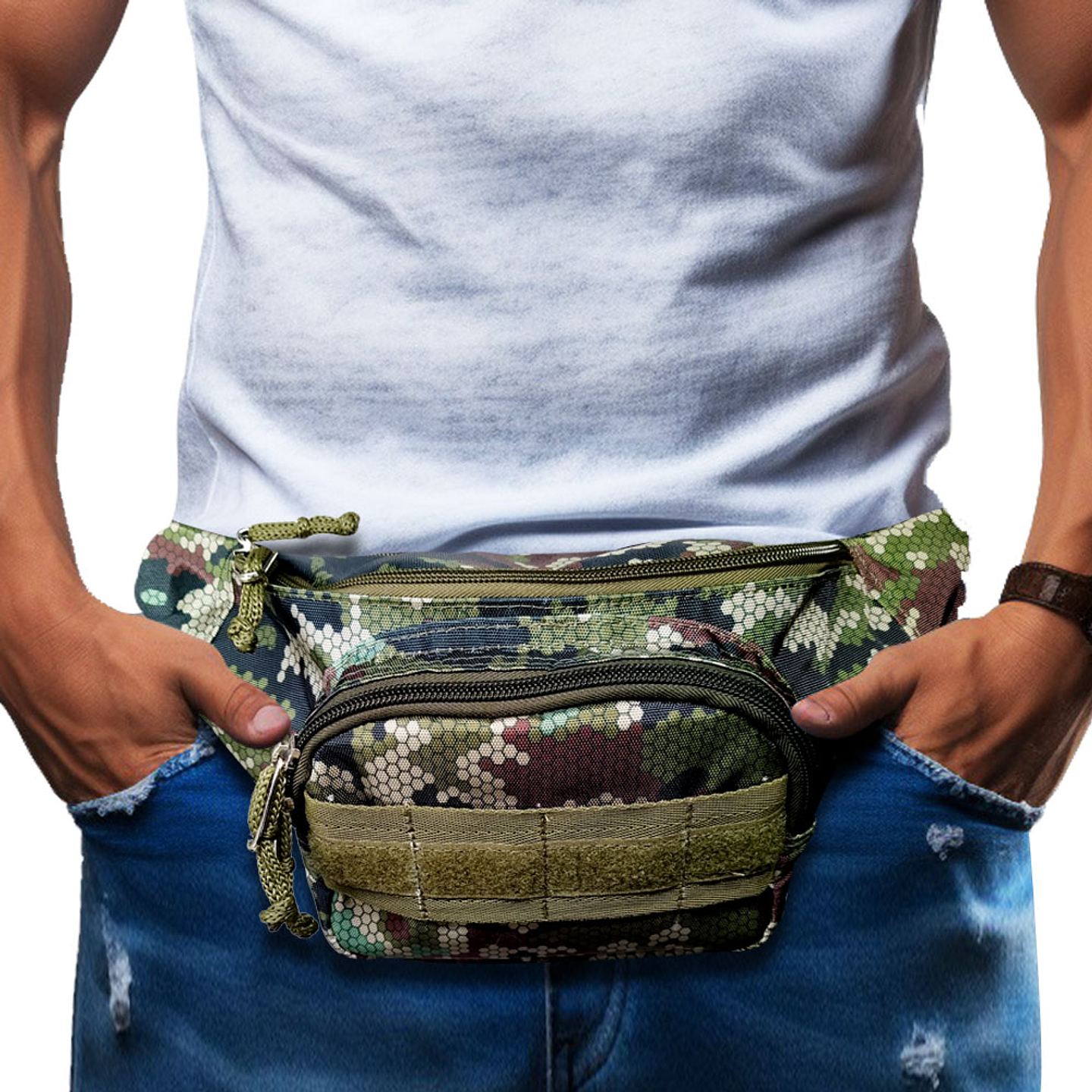 Cangurera Militar Riñonera Táctica Camuflada c 1