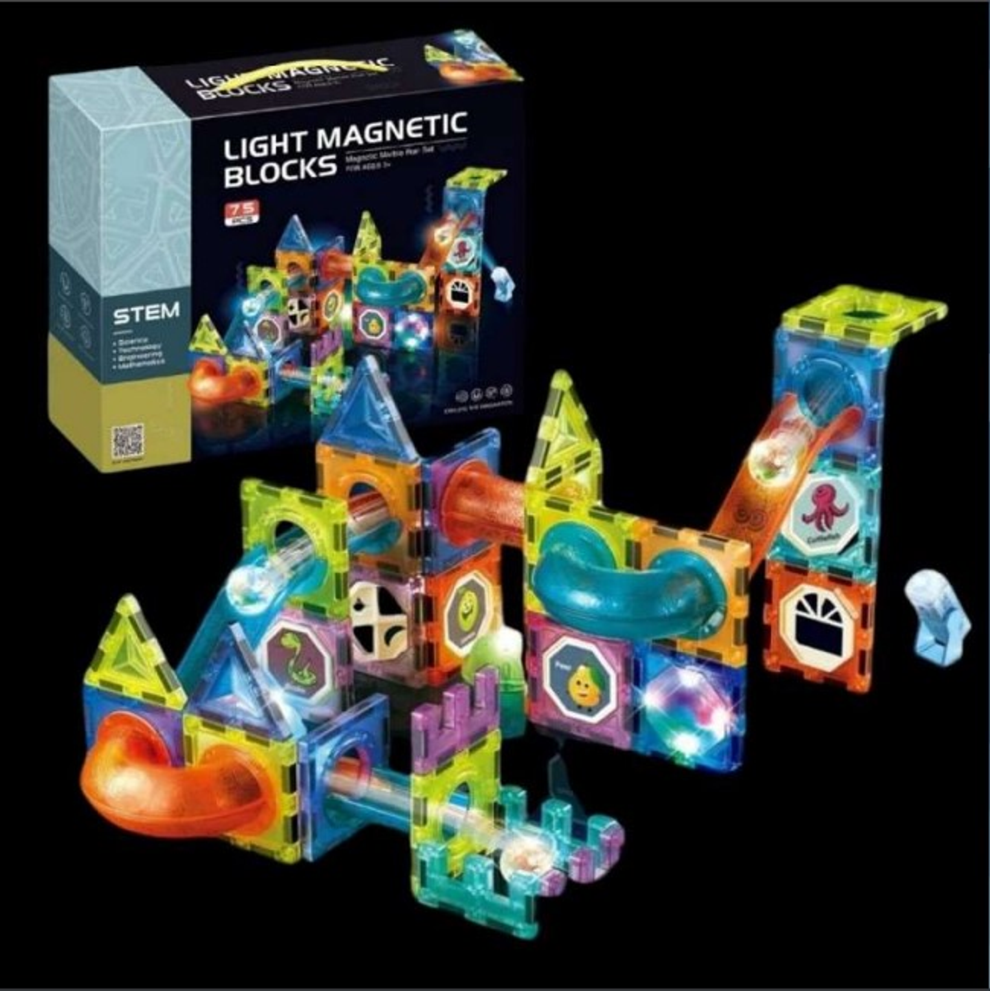 Juego de Figuras  Magnéticas con Luces x  75 pcs 1