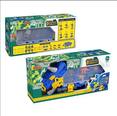 Mula Niñera Triceratops con  Dinosaurios caja
