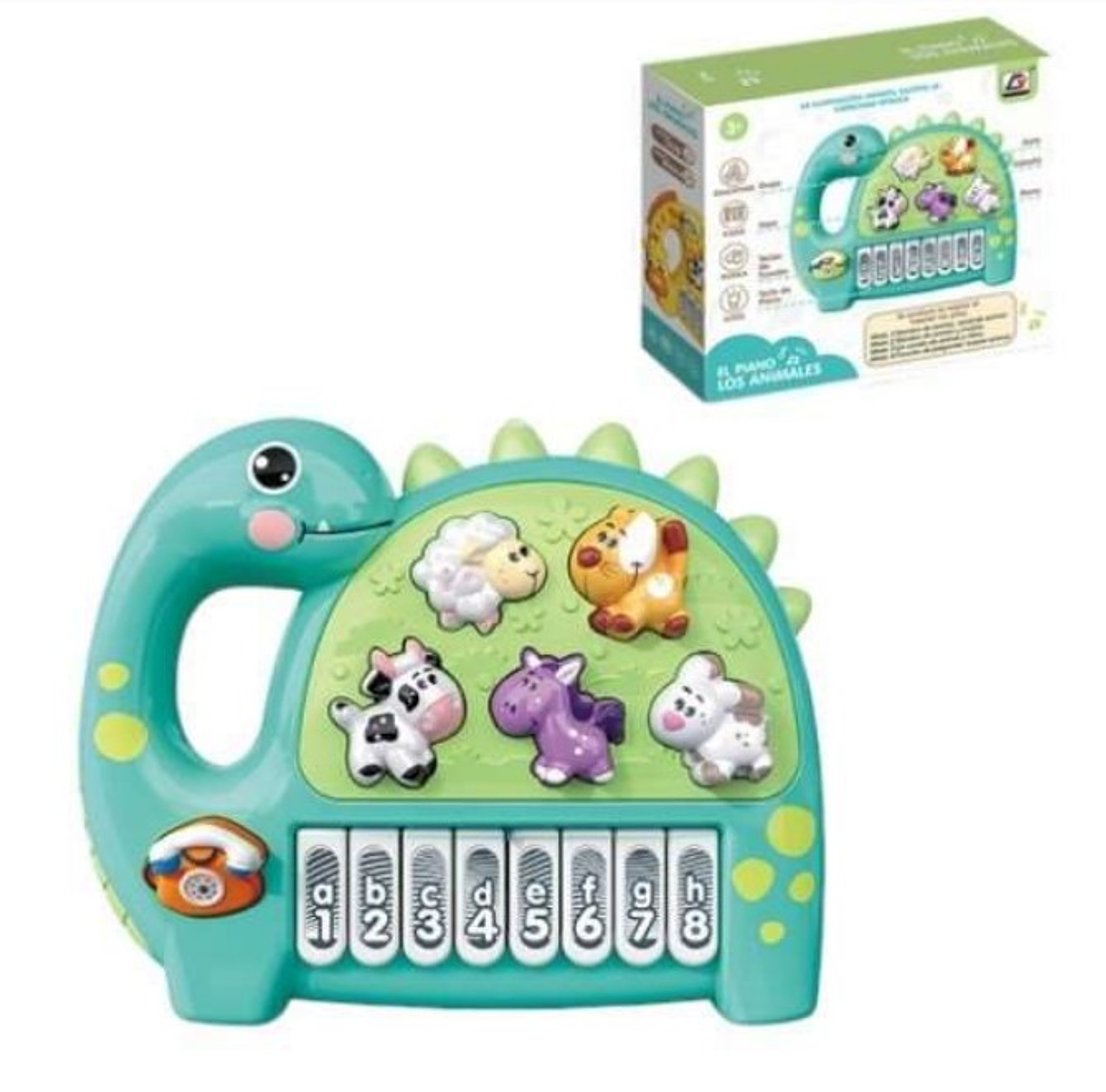 Piano Didáctico Dinosaurio con Animales 2