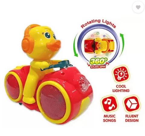 Moto con pato, Luz y Sonido Gira 360 grados