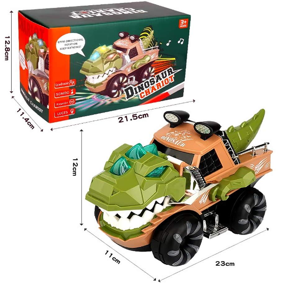 CARRO CAMIONETA DINOSAURIO LUCES Y SONIDOS 5