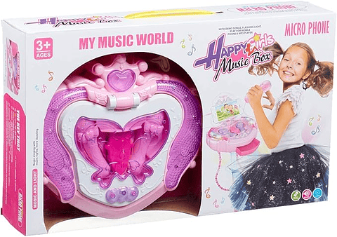 Caja de música con soporte, micrófono y Altavos