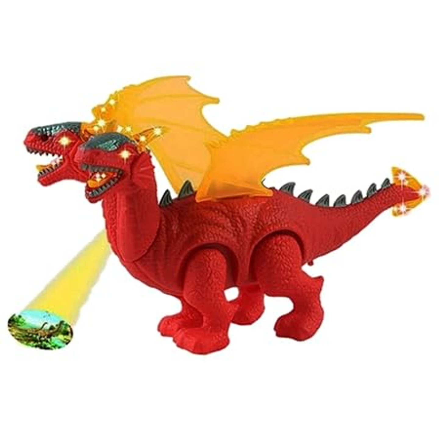 Dragón Dinosaurio 2 Cabezas Con Sonidos Movimientos Luces 2