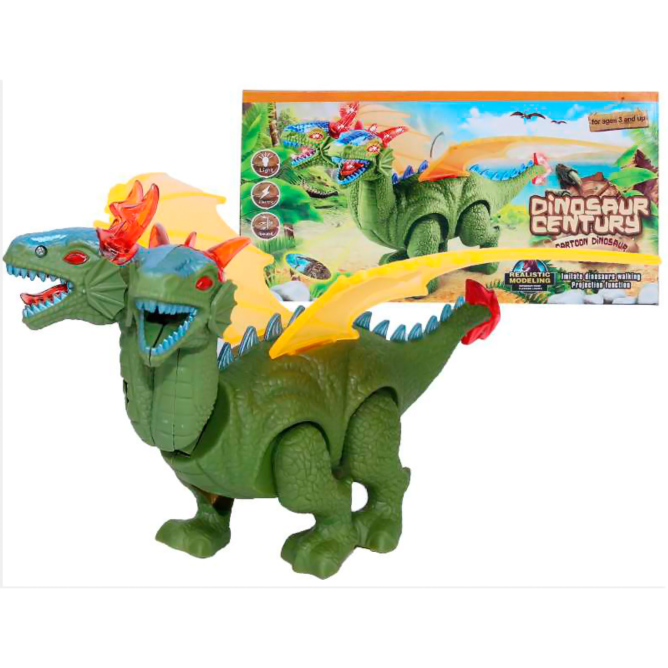 Dragón Dinosaurio Cabezas Con Sonidos Movimientos Luces